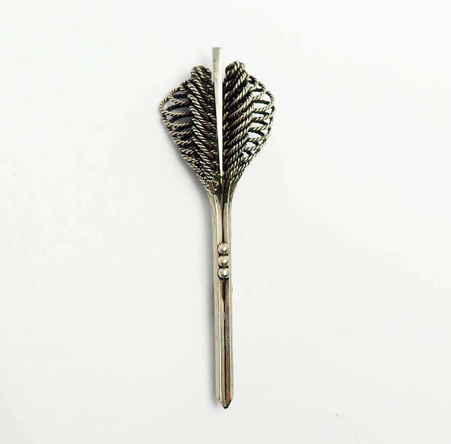 Latvia vintage ethnic handmade melchior modernist brooch pin