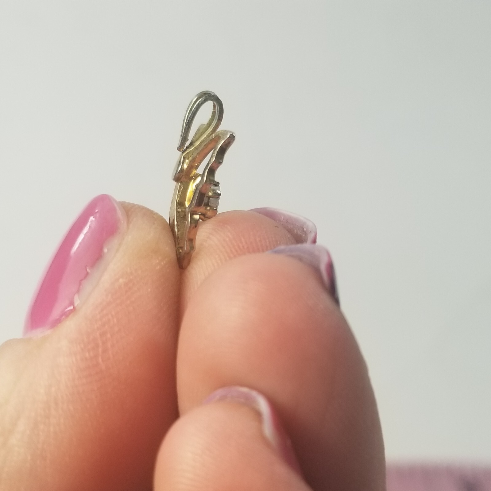 Vintage Pendant Small Mini Petite Rhinestones Butterfly Outline Gold Tone Metal