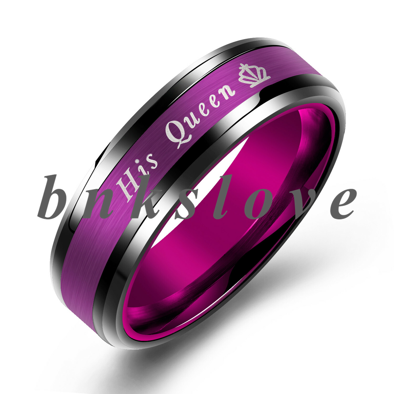 His Queen & Her King Couple Ring Band Stainless Steel CZ Engagement Ring #5-#11