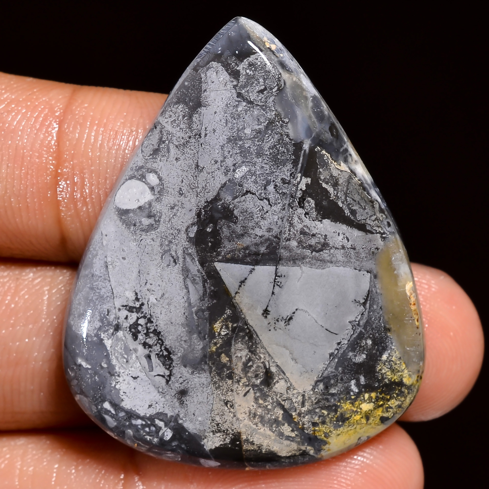 Natural Maligano Jasper Pear Shape Cabochon Gemstone 50.5 Ct 38X30X5 mm EE-30685