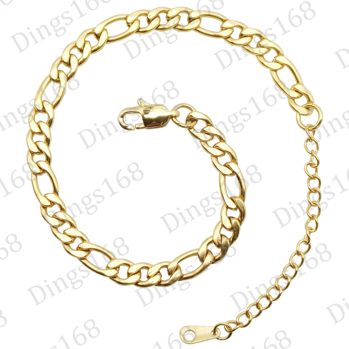 Designer Inspired 18K Yellow Gold Filled Figaro Chain Bracelet 7″/9″ adjustable