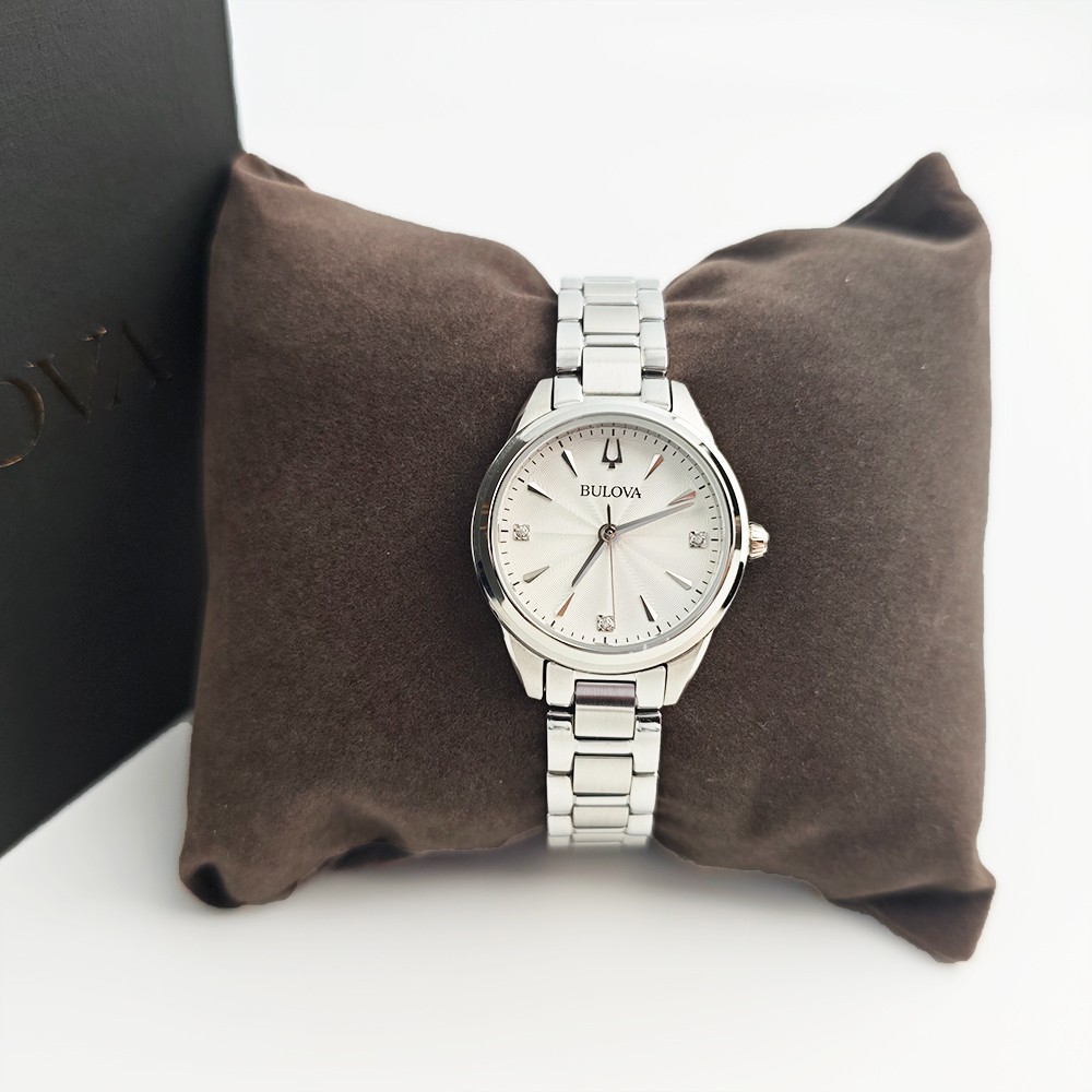 Bulova Sutton 96P219 Women’s Quartz Diamond White Dial 28mm Watch New With Box