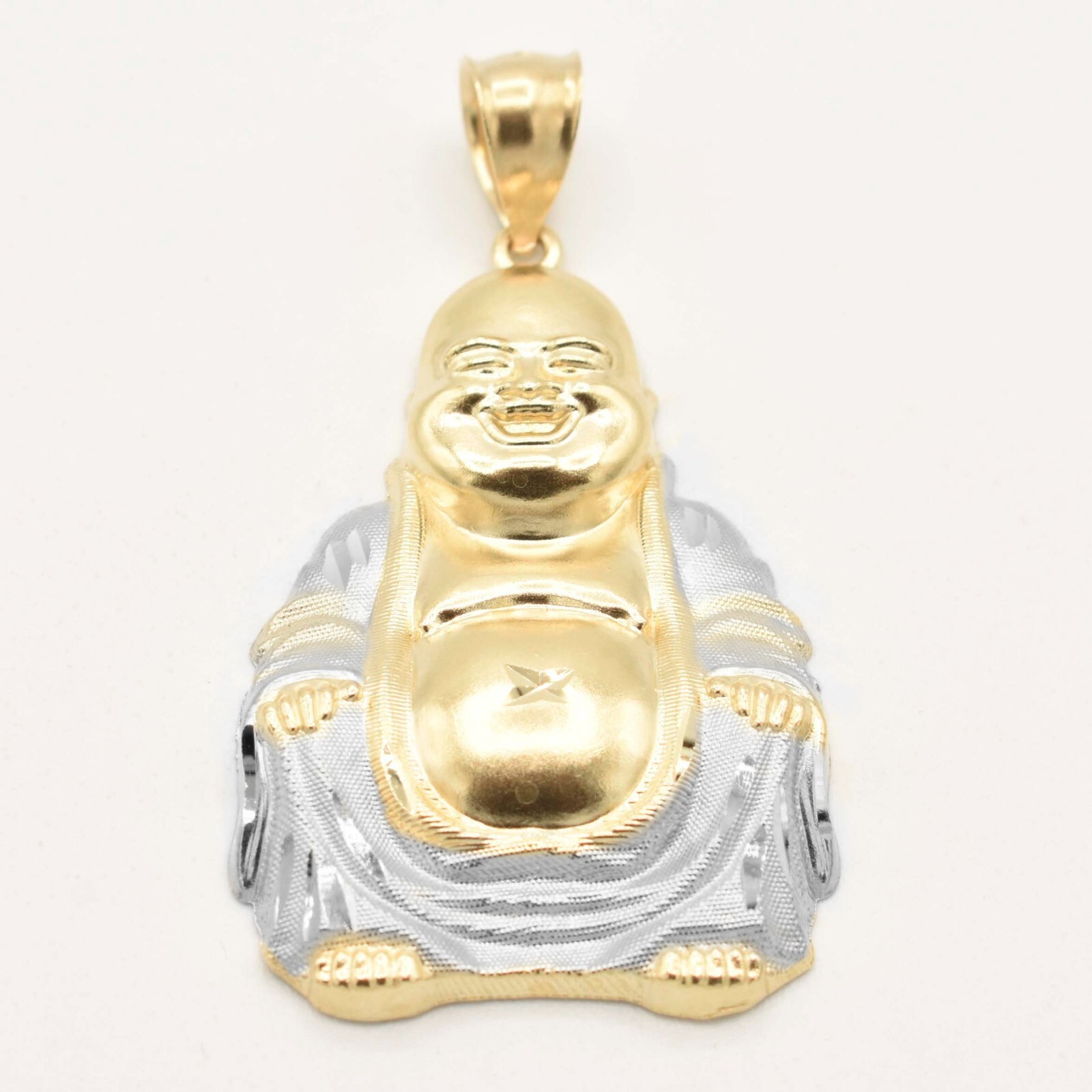 Textured Buddha Pendant Real Solid 10K Yellow White Gold All Sizes