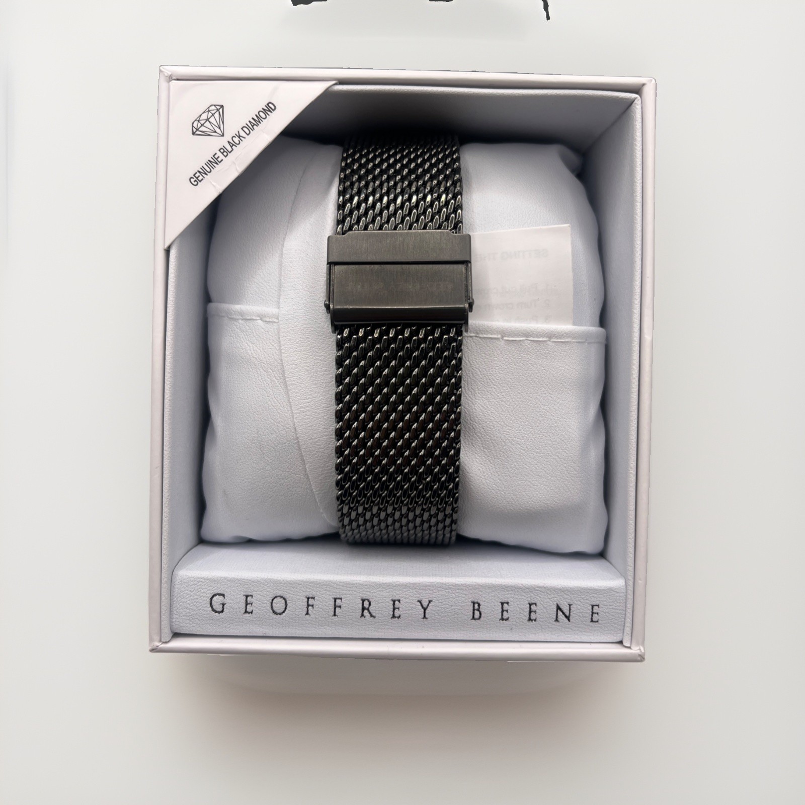 Geoffrey Beene Mens Watch. Gray Stainless Diamond. GB8207GU