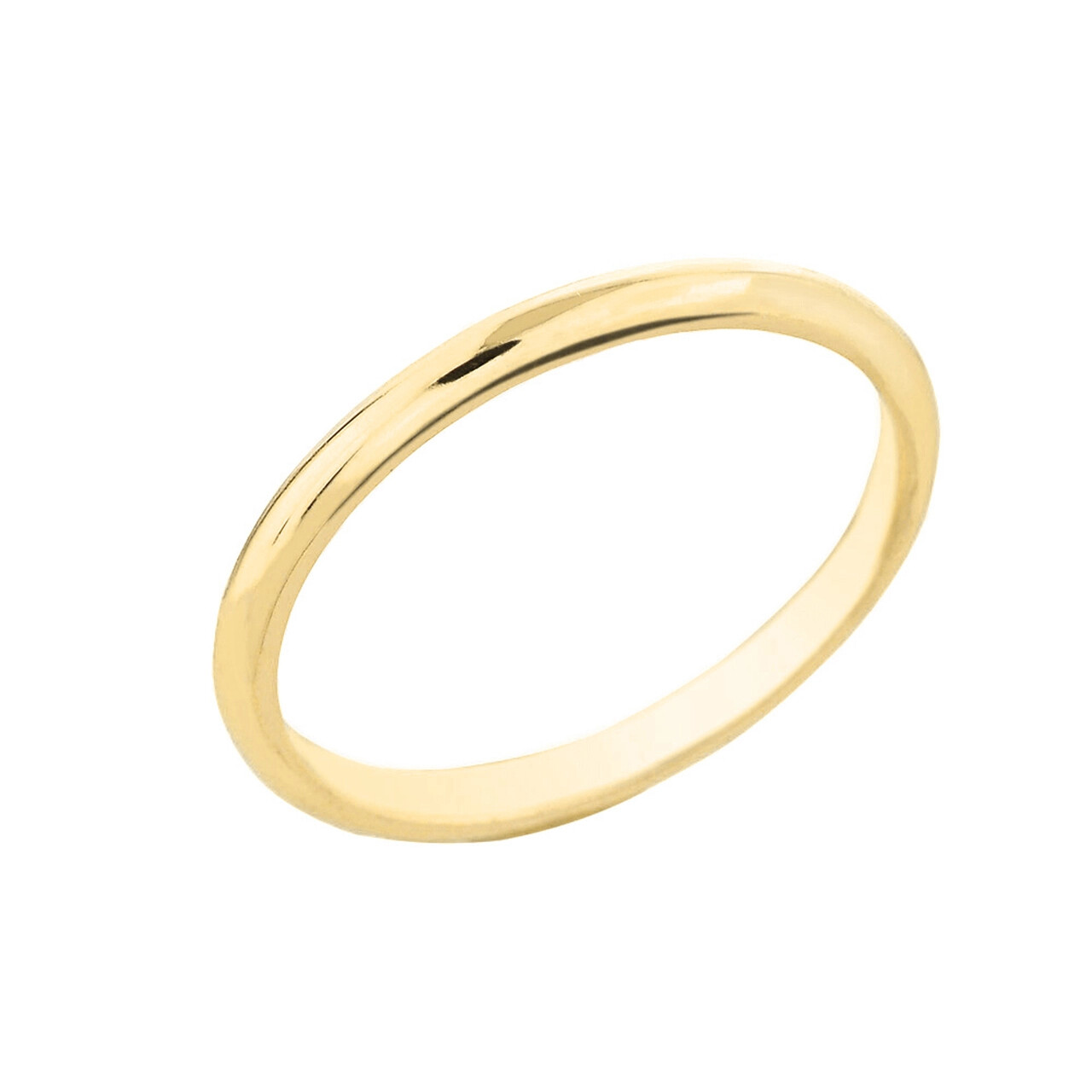10K Solid Yellow Gold Classic Wedding Band Plain Simple Ring 2 mm Any All Size