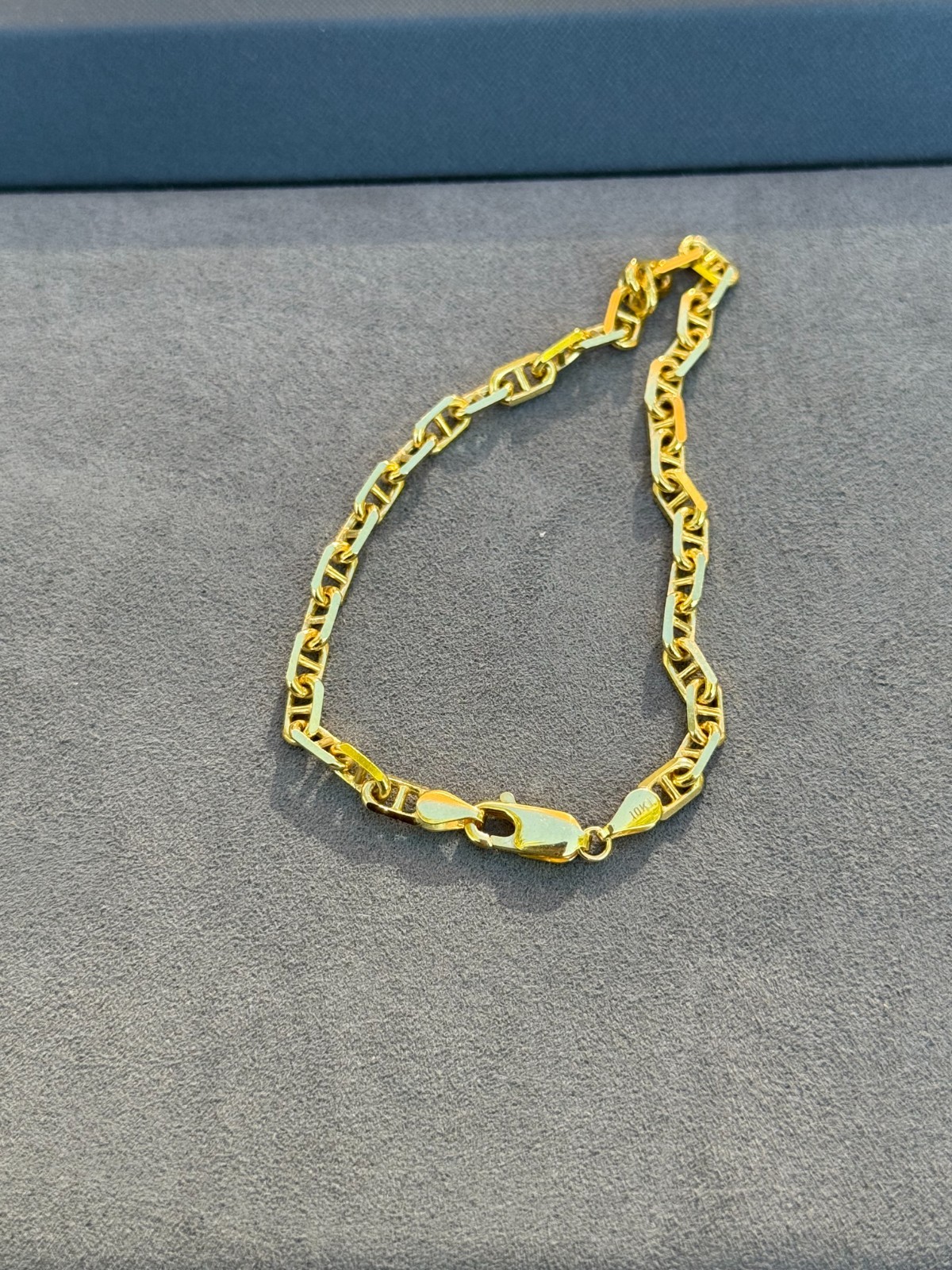 10K Solid Yellow Gold 4mm Mariner Anchor Link Chain Bracelet 8” Inch – Italy