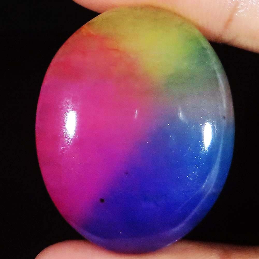 57.55 Cts Multi Color Solar Quartz Cabochon Oval Shape Gemstone 28x34x6 mm SD72