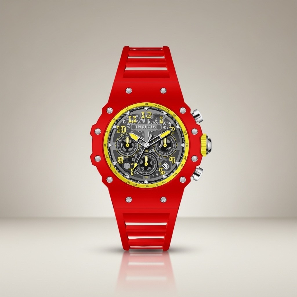 New Invicta Racing Valyron Unisex Watch 41mm Red Chronograph Silicone Free Ship