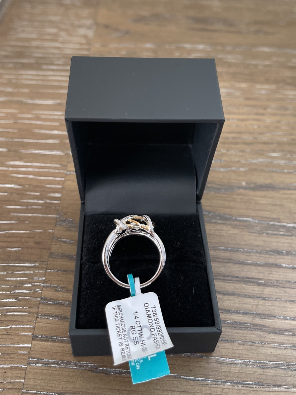 Effy Diamond Crisscross Ring (1/4 ct.) Sterling Silver & 14 K Gold Plate SZ 7