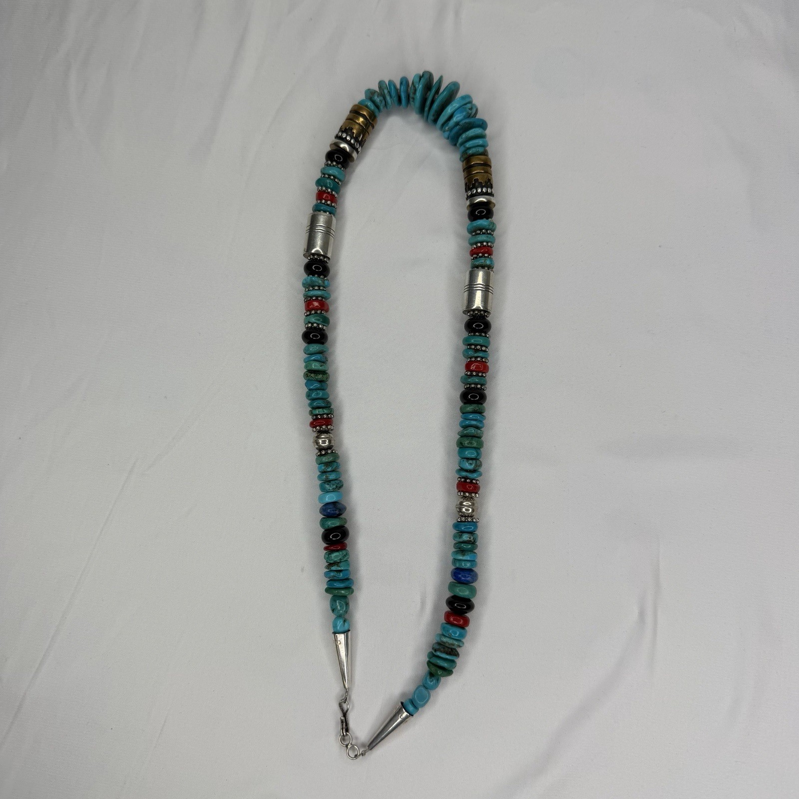 Unmarked Tommy Singer Turquoise Beaded Necklace Native American Style Blue