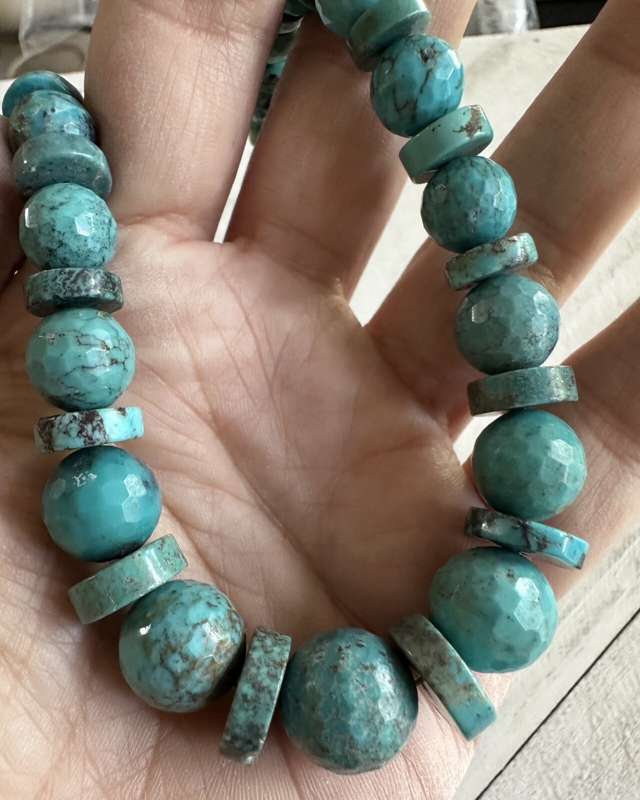 MINE FINDS by JAY KING Rare Faceted Hubei Turquoise Necklace, Sterling Silver