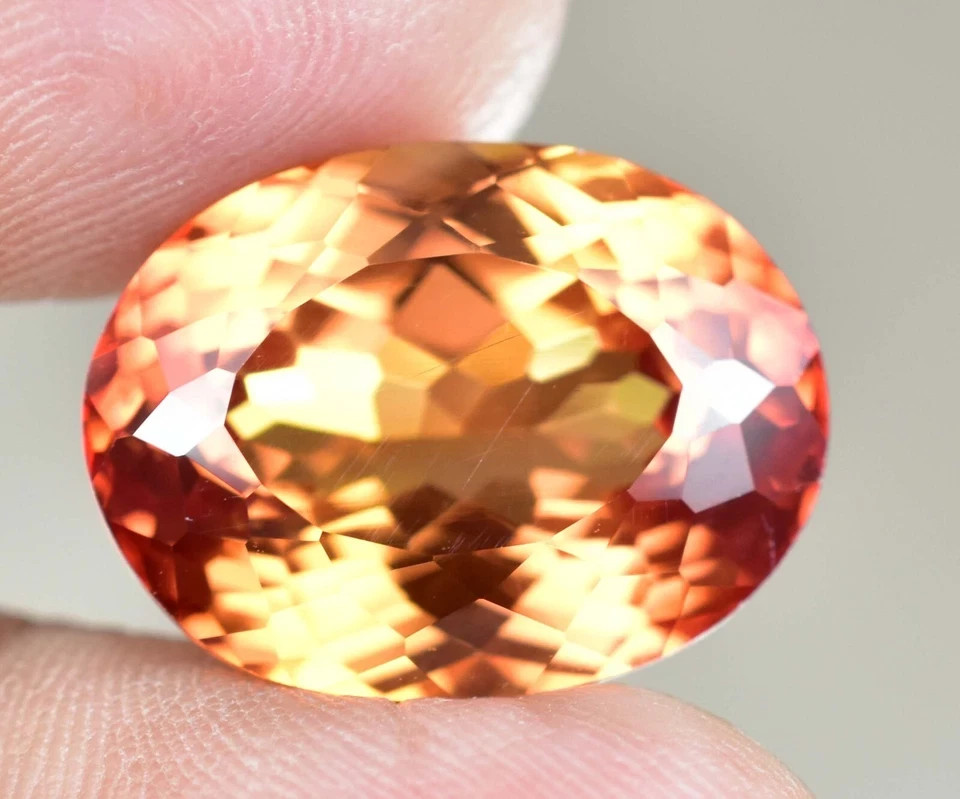 FLAWLESS Natural Imperial Topaz 23.00 Ct Oval Untreated Certified Loose Gemstone