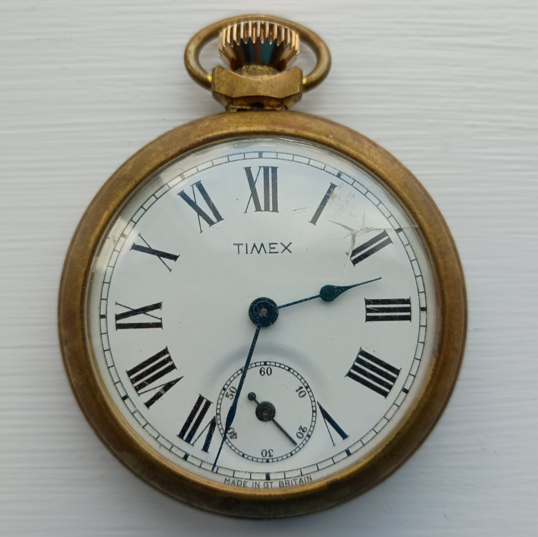 Mid 20th Century – TIMEX POCKET WATCH with BRASS CASE – WORKING ORDER