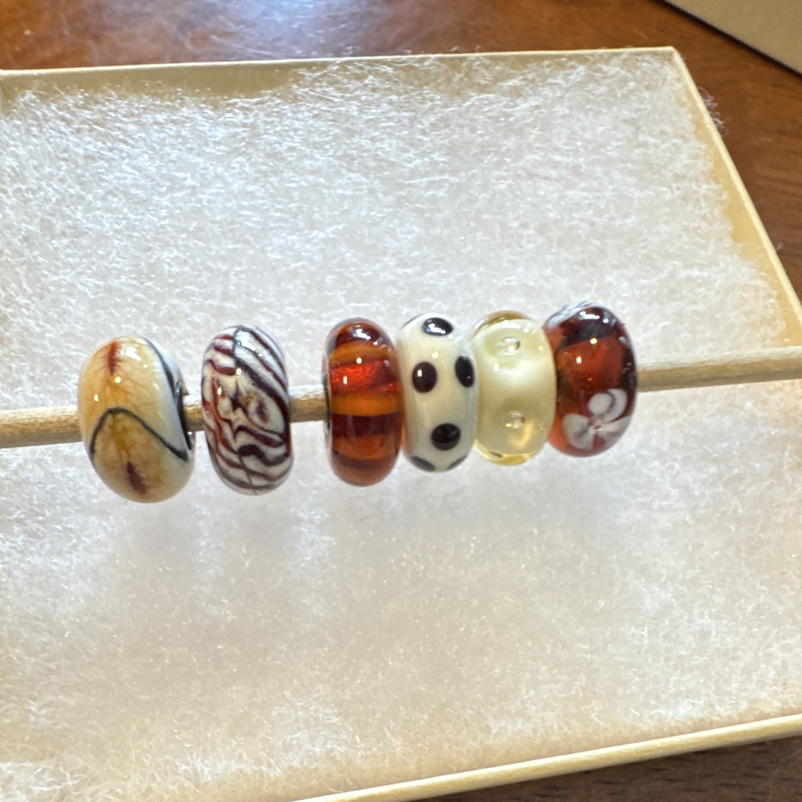 Authentic Trollbeads rare and retired Beige brown kit. 6 piece lot. Unused.