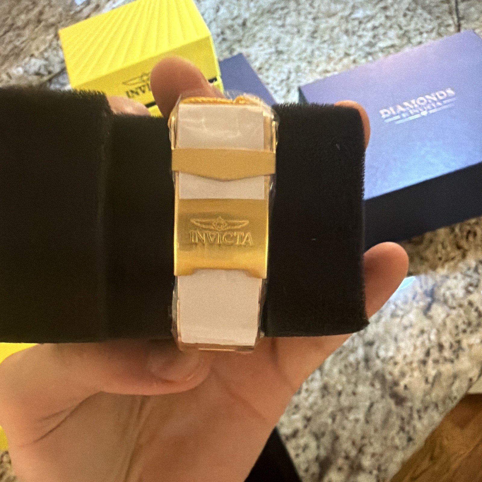 Invicta 48757: Gold watch, 160 bezel diamonds, pink mother-of-pearl dial