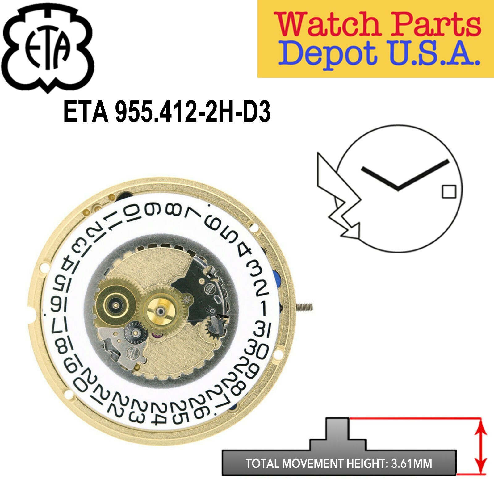 Genuine ETA 955.412 Swiss Made Quartz Movement (Multiple Variations) – NEW!