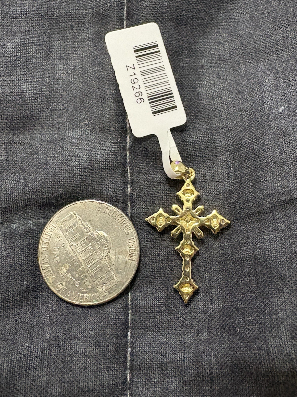 925 Sterling Silver Moissanite 0.87ct Cross Pendant White/Colorless Gold Tone