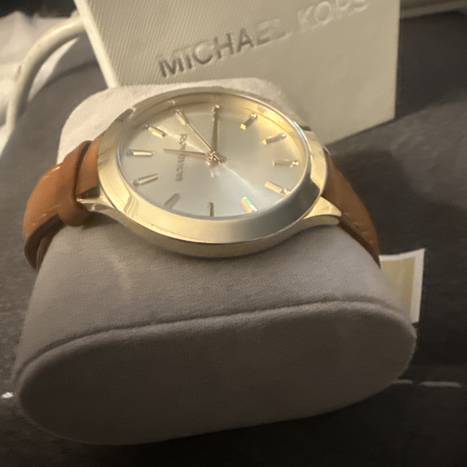 Michael Kors MK2501 Women Brown Real Leather Analog Champagne Dial Quartz Watch