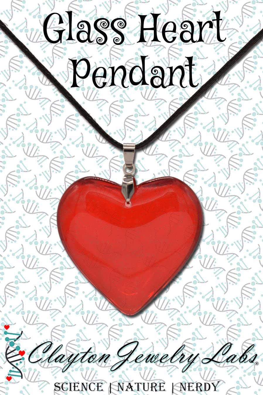 Large Blue Semi-Transparent Solid Glass Heart Pendant Necklace (Large Blue)