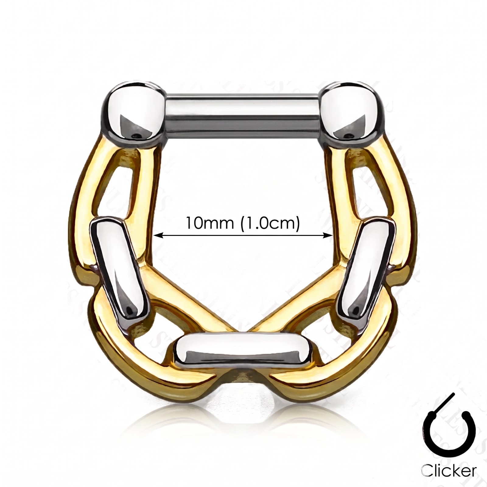 1 – 16 Gauge 10mm Linked Chain Hanging Stainless Steel Septum Clicker Ring F128