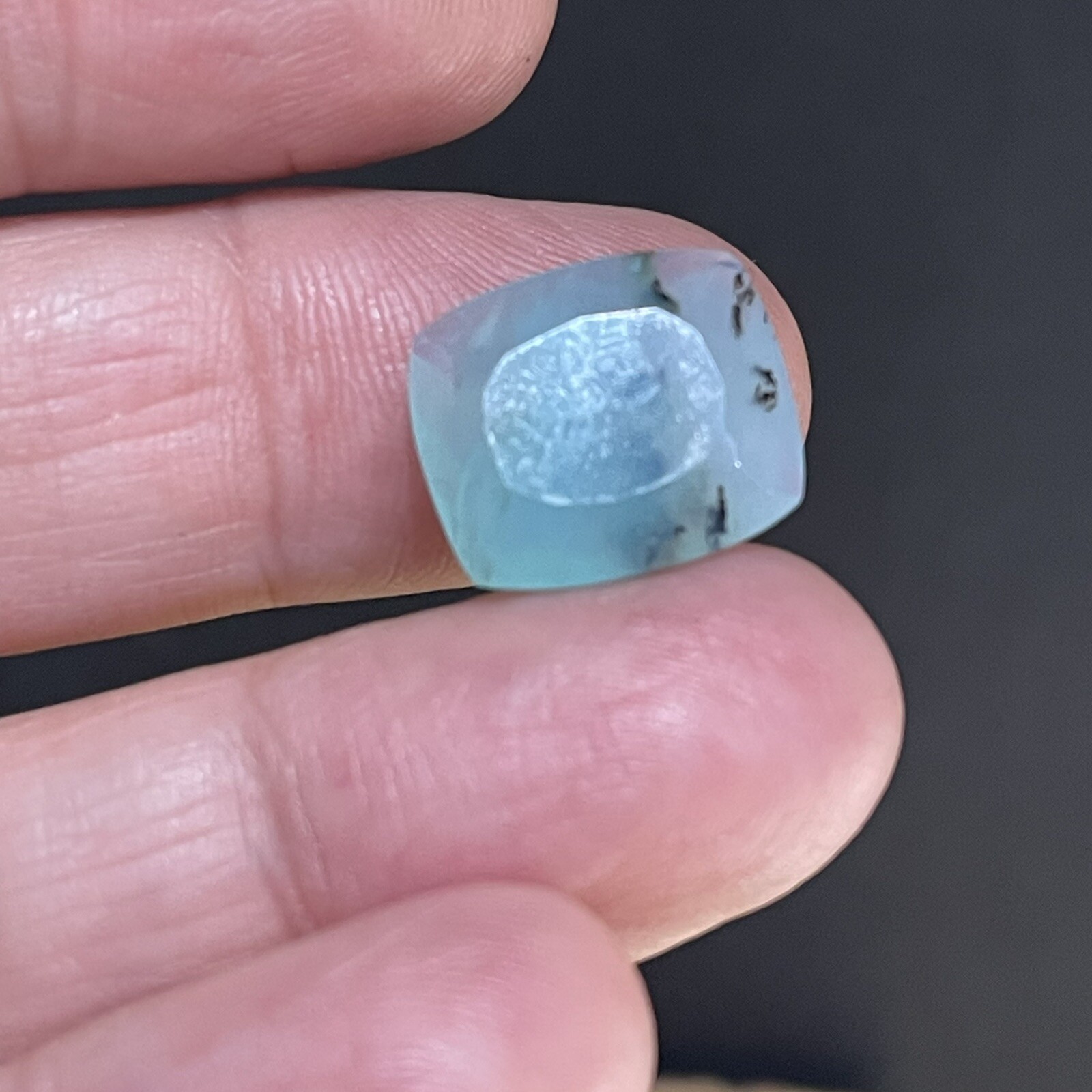 5.15ct 14.7×12.6x48mm Fine Blue Peruvian Opal Ring Cabochon Loose Faceted Gem