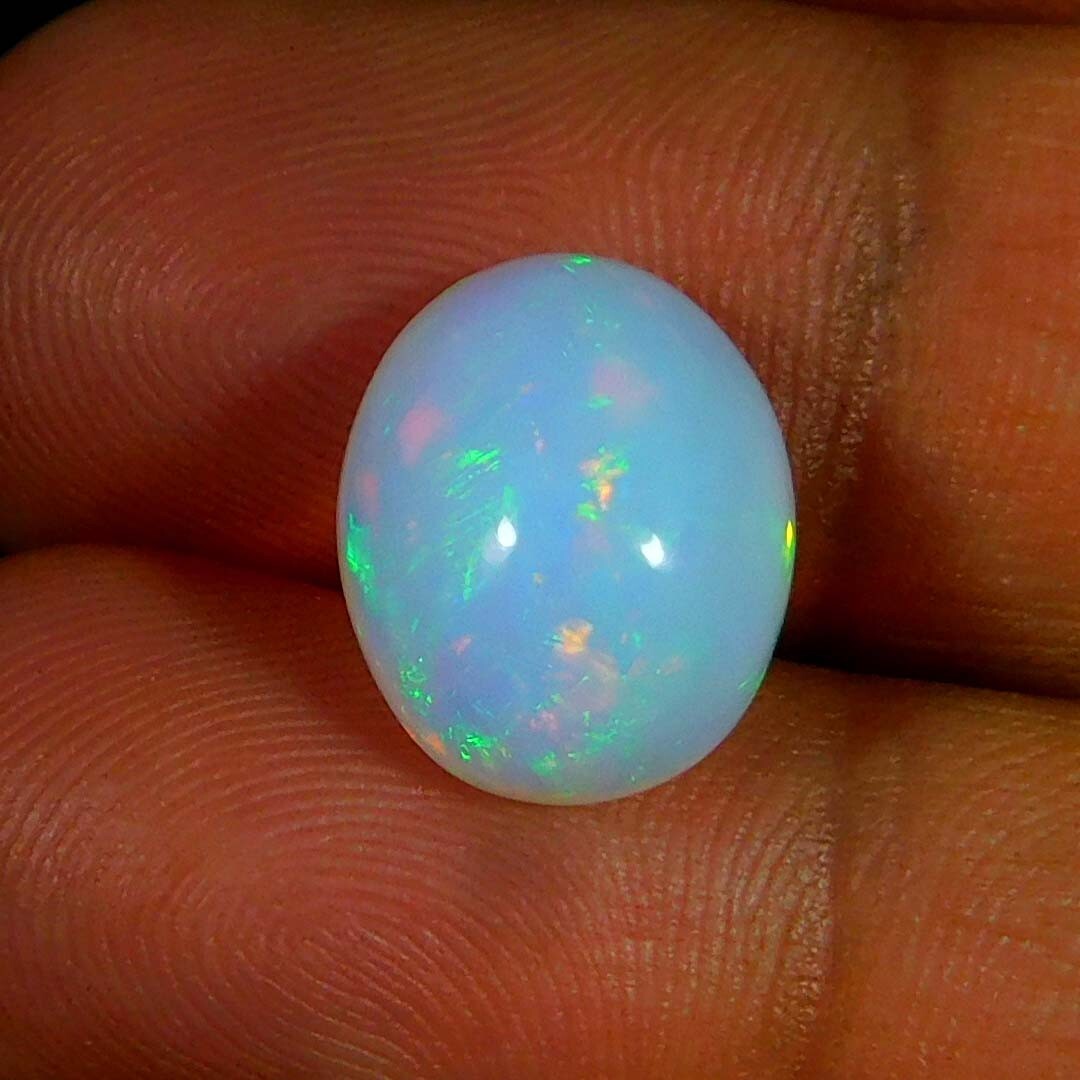 4.60Cts. Natural White Ethiopian Opal Oval Cabochon Reiki Healing Good Gemstone