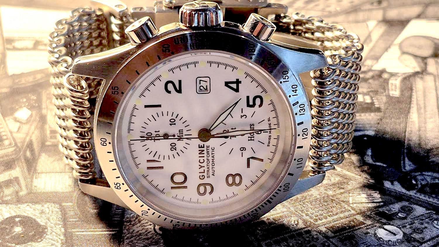 Glycine Stratoforte Automatic Men Watch Swiss Made Stainless Steel