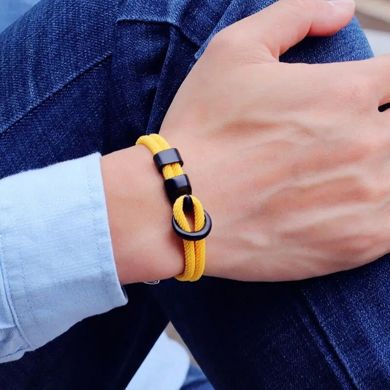Fabric Rope Magnet Clasp Bracelet Men Outdoor Braided Milan Paracord Jewelry