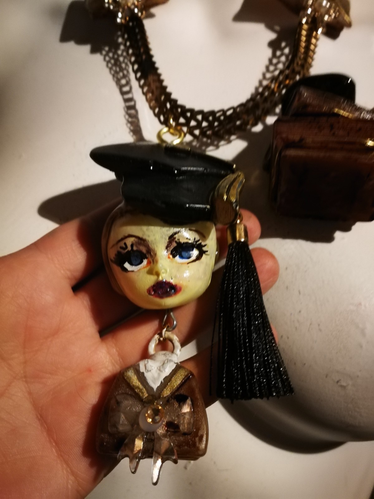 Statement Luxury Necklace Jewelry Pendant Sculpture Books Thesis Lawyer Gift Bib