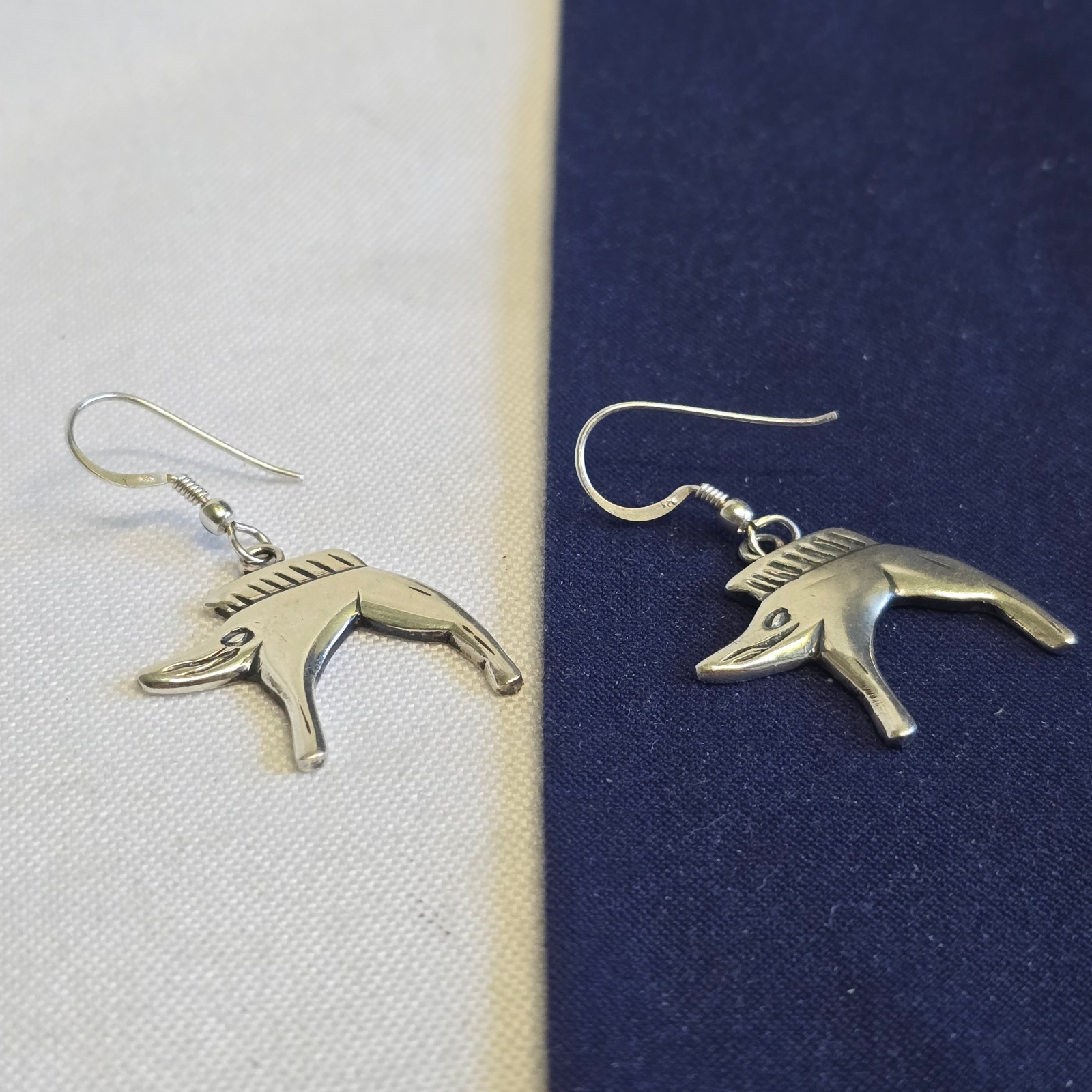 Sterling Silver Earrings 7.36g Fine Jewelry Celtic Boar Hook Back Dangles