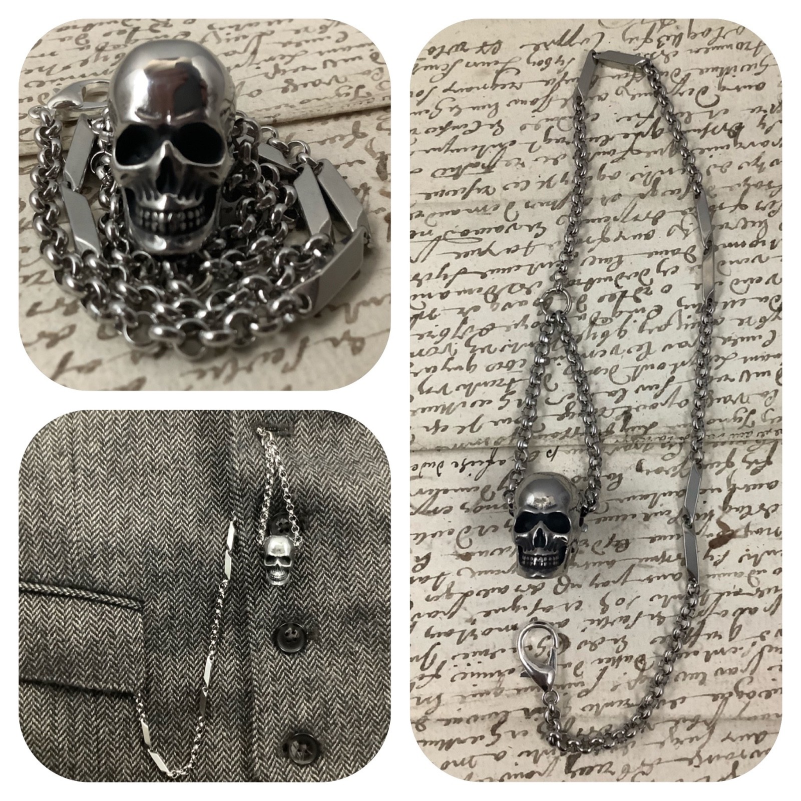 Memento Mori Skull Pocket Watch Chain