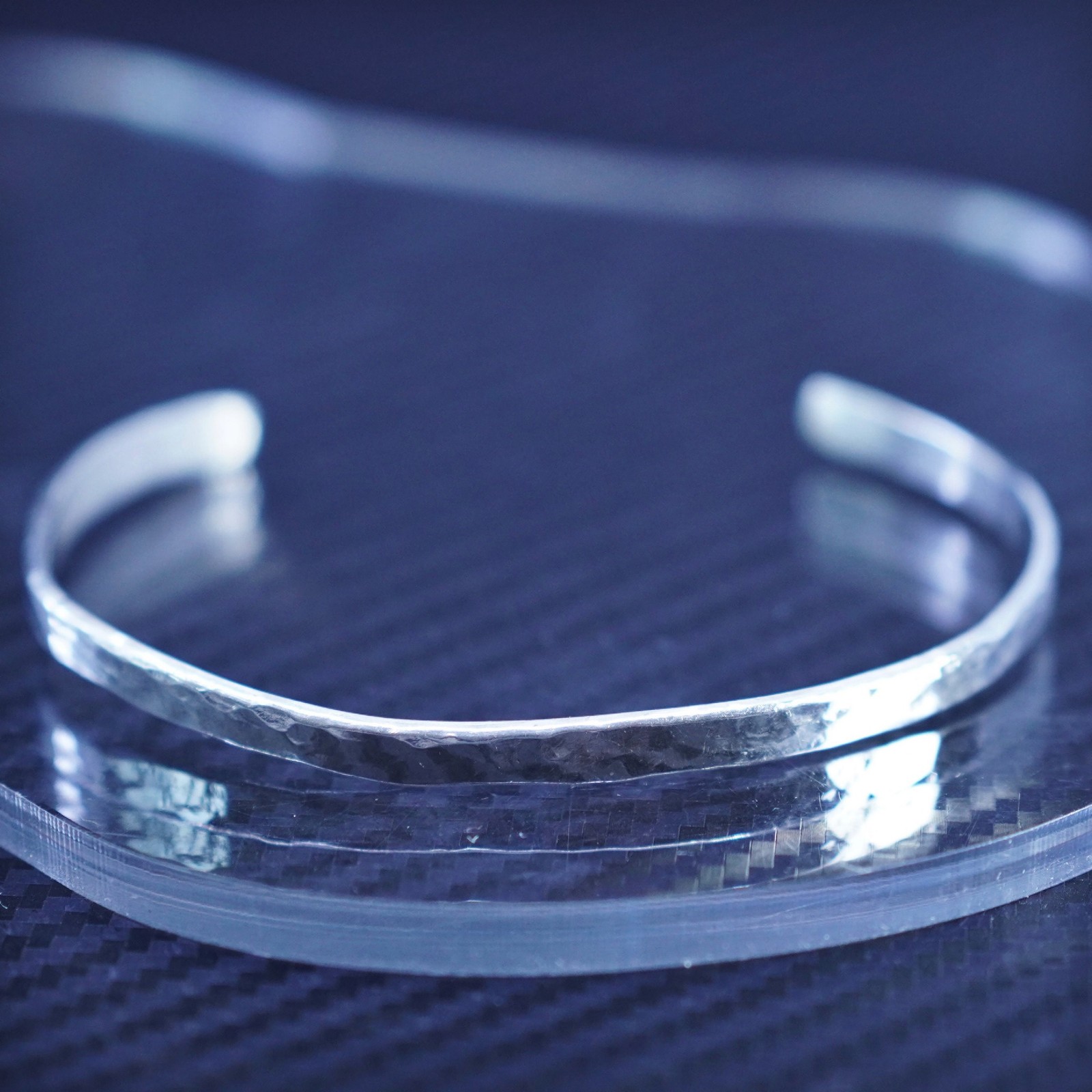 7.75”, southwestern sterling silver 925 hammered stackable cuff, bracelet