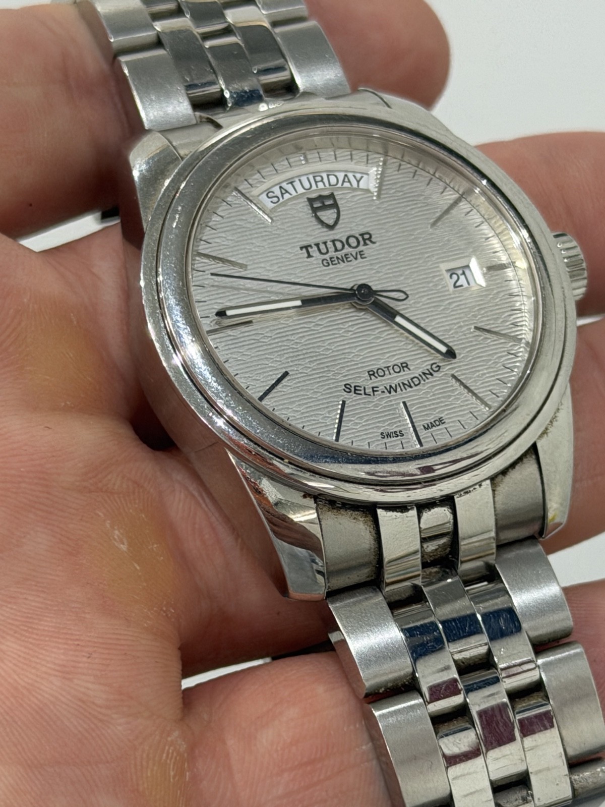 2019 Tudor Glamour Date-Day 56000 Watch Steel Silver Texture Dial Automatic 39mm