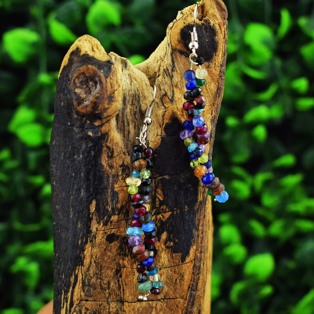 Authentic 34 Cts Earth Mined Mix Gem Beads Handmade Earrings Jewelry JK 51E373