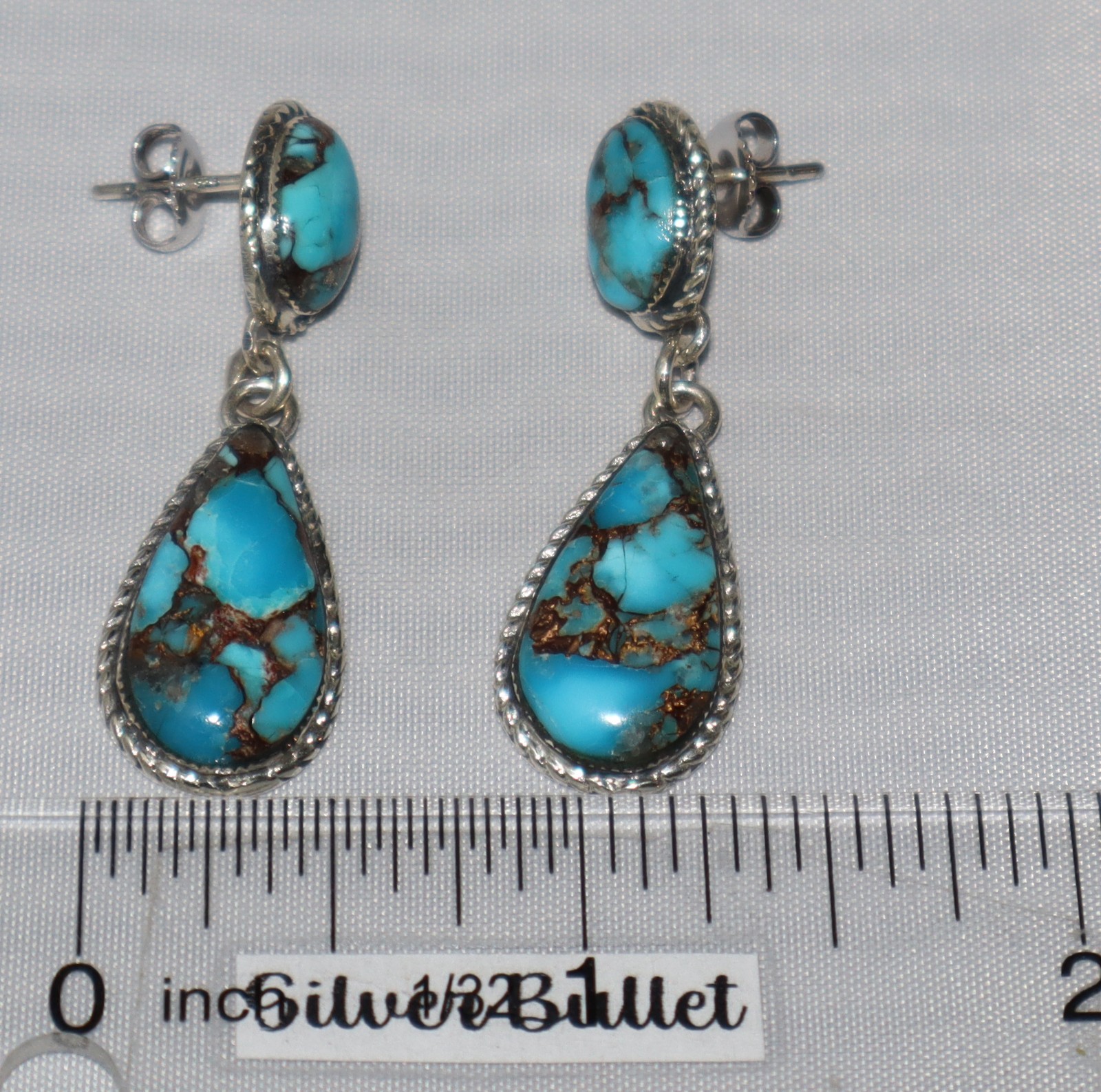 Sterling Silver Philippines Southwest Style Turquoise Drop Dangle Earrings