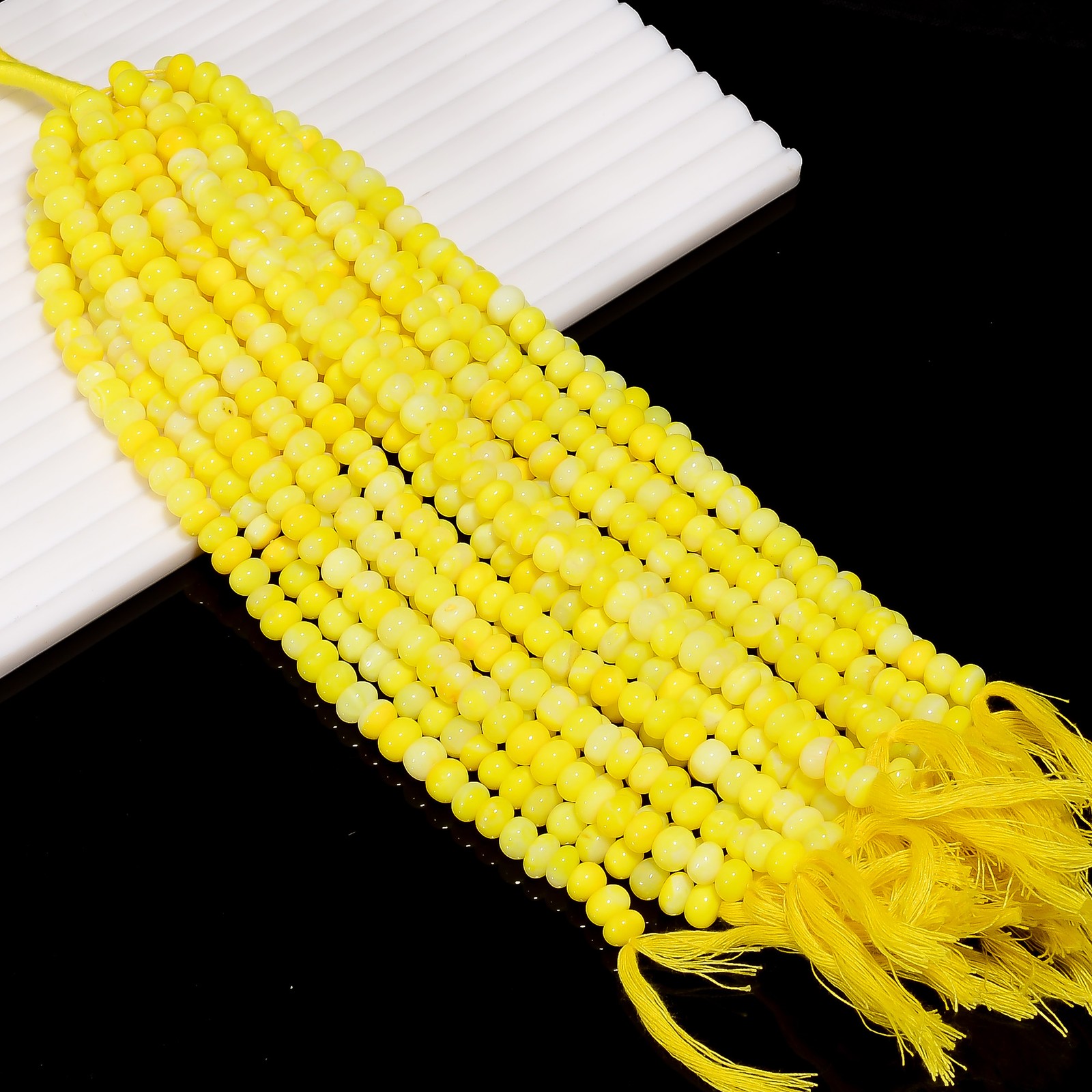 Yellow Opal Gemstone Rondelle Shape Smooth Beads 6X6 8X8 mm Strand 8″ EB-1003