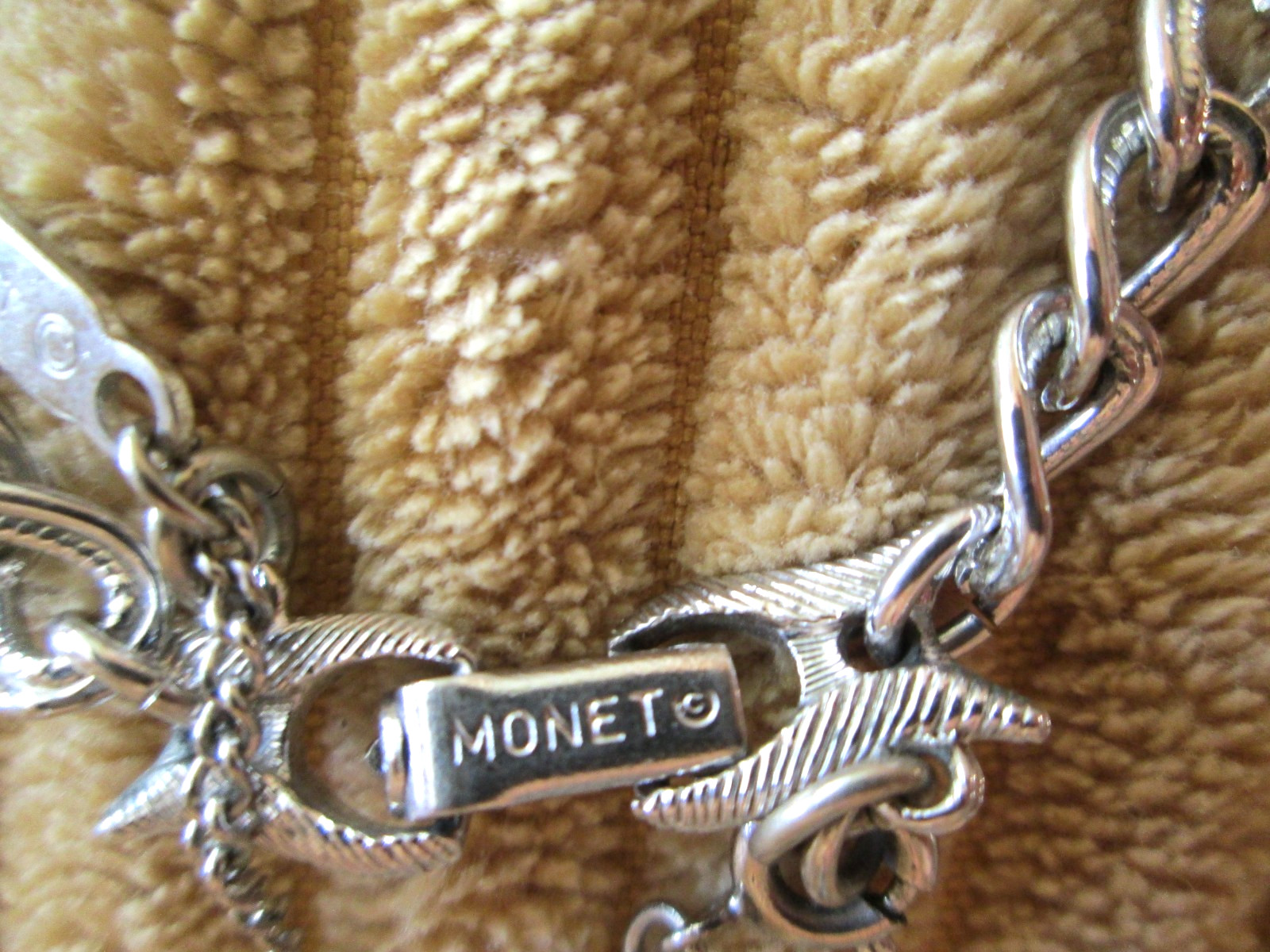 Vintage Monet Silver Tone Chain Link with Safety Chain 7″ Bracelet