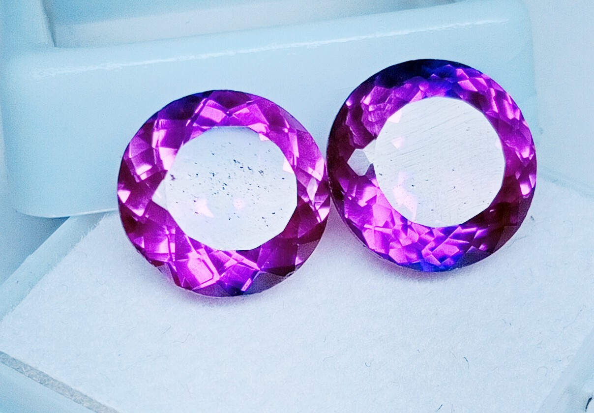 Montana 14+ Ct Sapphire Natural Pair Purple Pink Round Cut Certified Gemstones