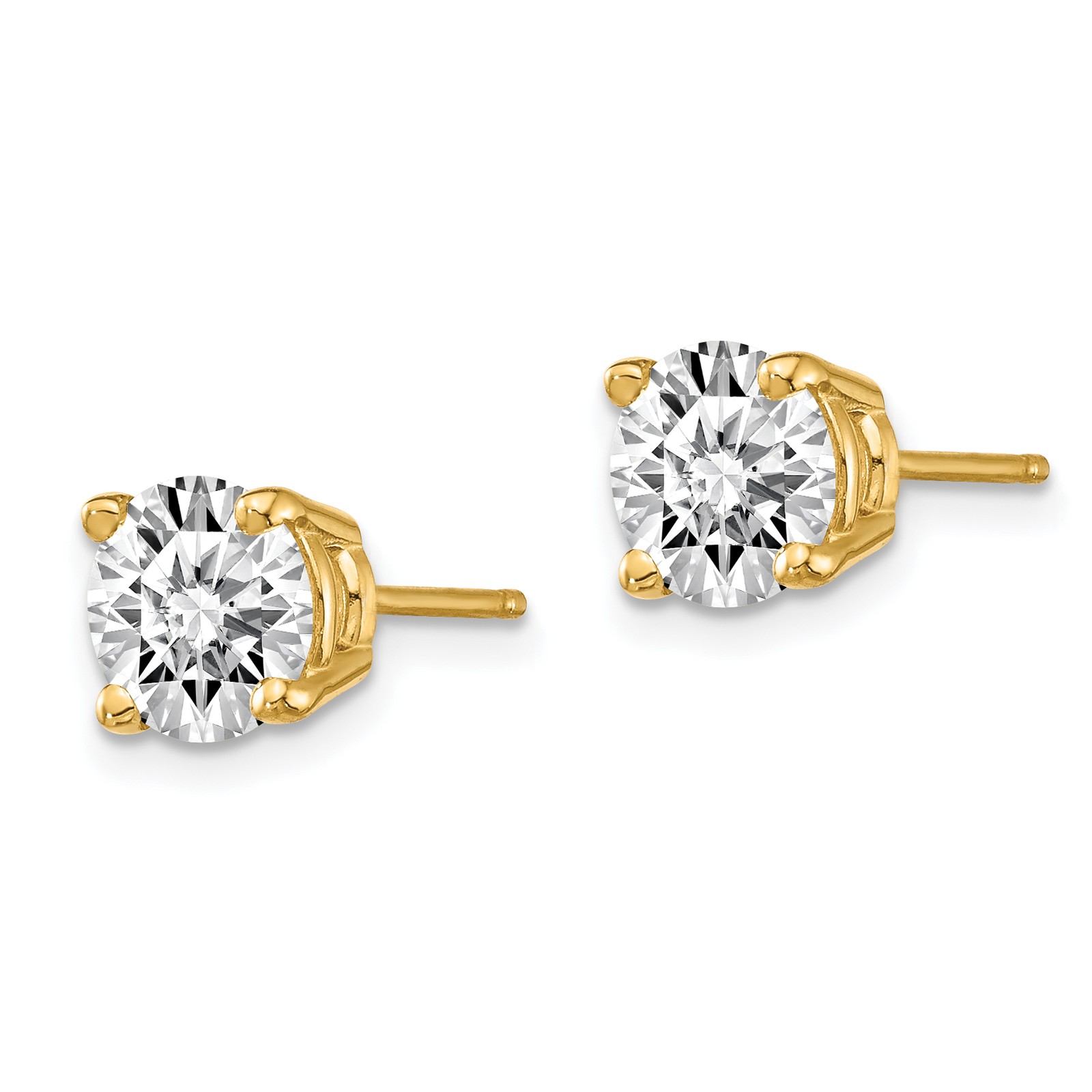 1 – Pair Gold Plated Sterling Silver 6mm Round Basket Set CZ Stud Earrings – Jew