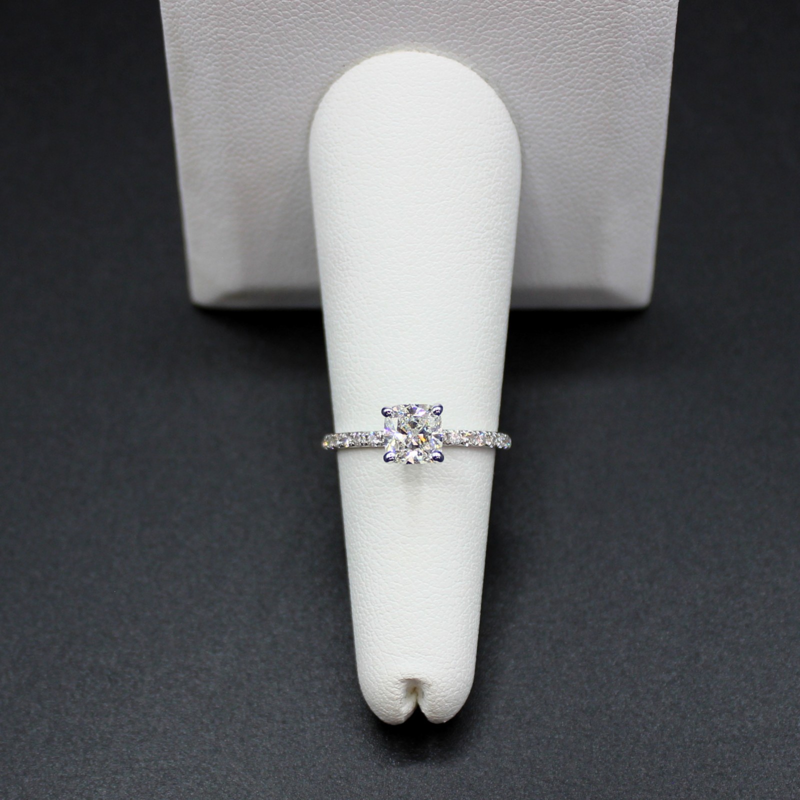 18K White Gold 1.37CTW H VVS2 Cushion Cut Diamond GIA Engagement Wedding Ring