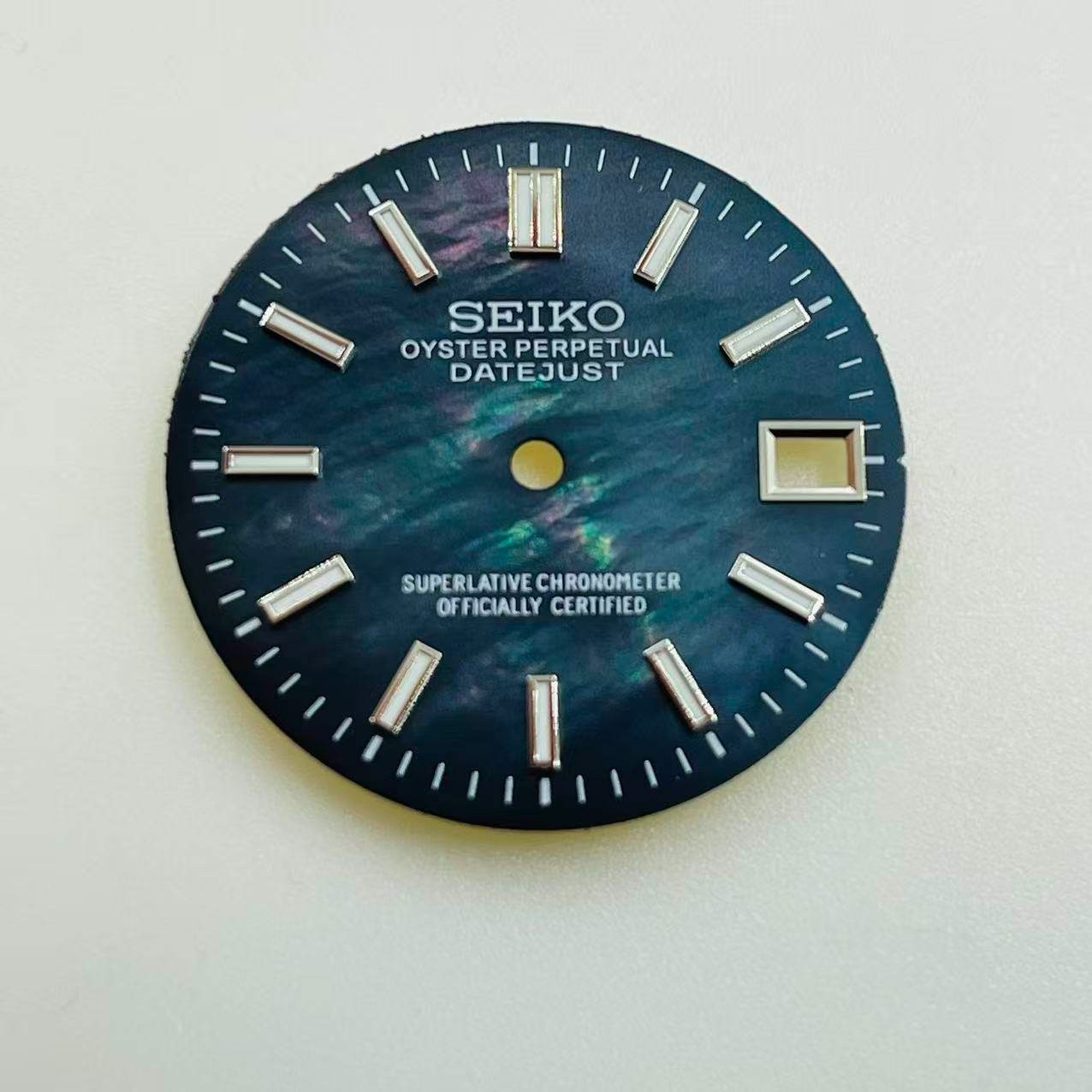 For Seiko 28.5mm Watch Dial Blue Green Luminous Fit NH35 NH36 Movement Parts