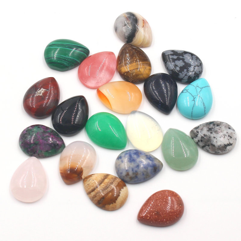 30pcs/lot Assorted Natural stone teardrop CABOCHON Stone Beads No Holes 15x20mm