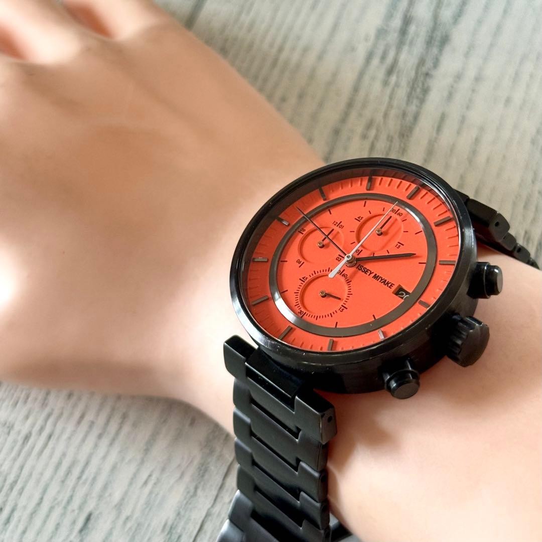 Issey Miyake W Chronograph VK67-0010 Orange Dial Watch Used