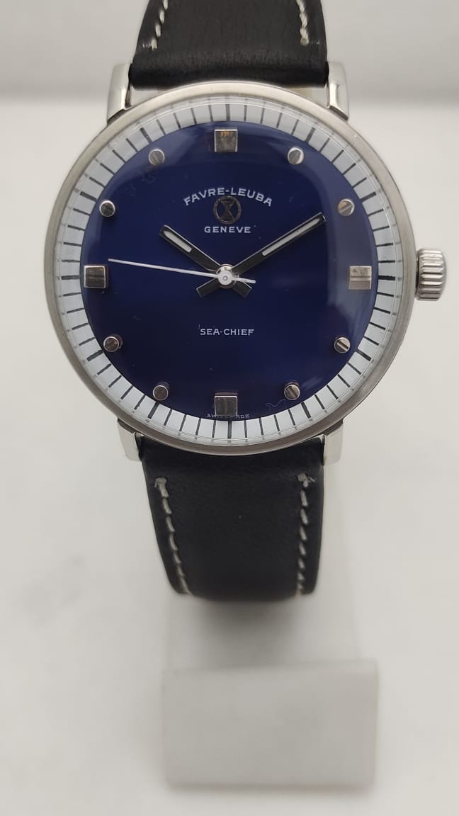 Favre Leuba Geneva Sea-chief Date-winding Men’ Watch Swiss Made Blue Dial 92001