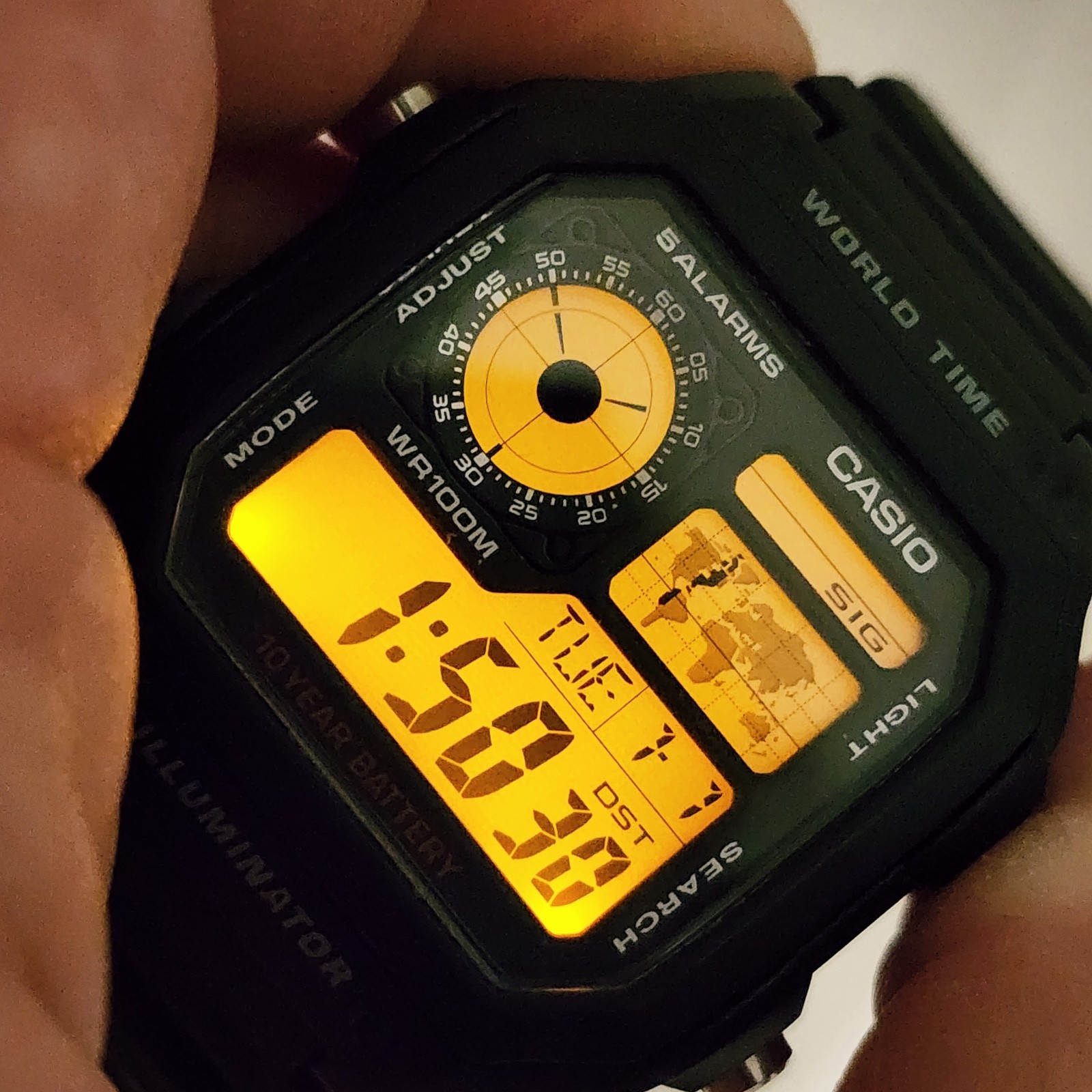 Casio Royal World Time Watch Black AE-1200WH Cal 3299 Full Set Stand