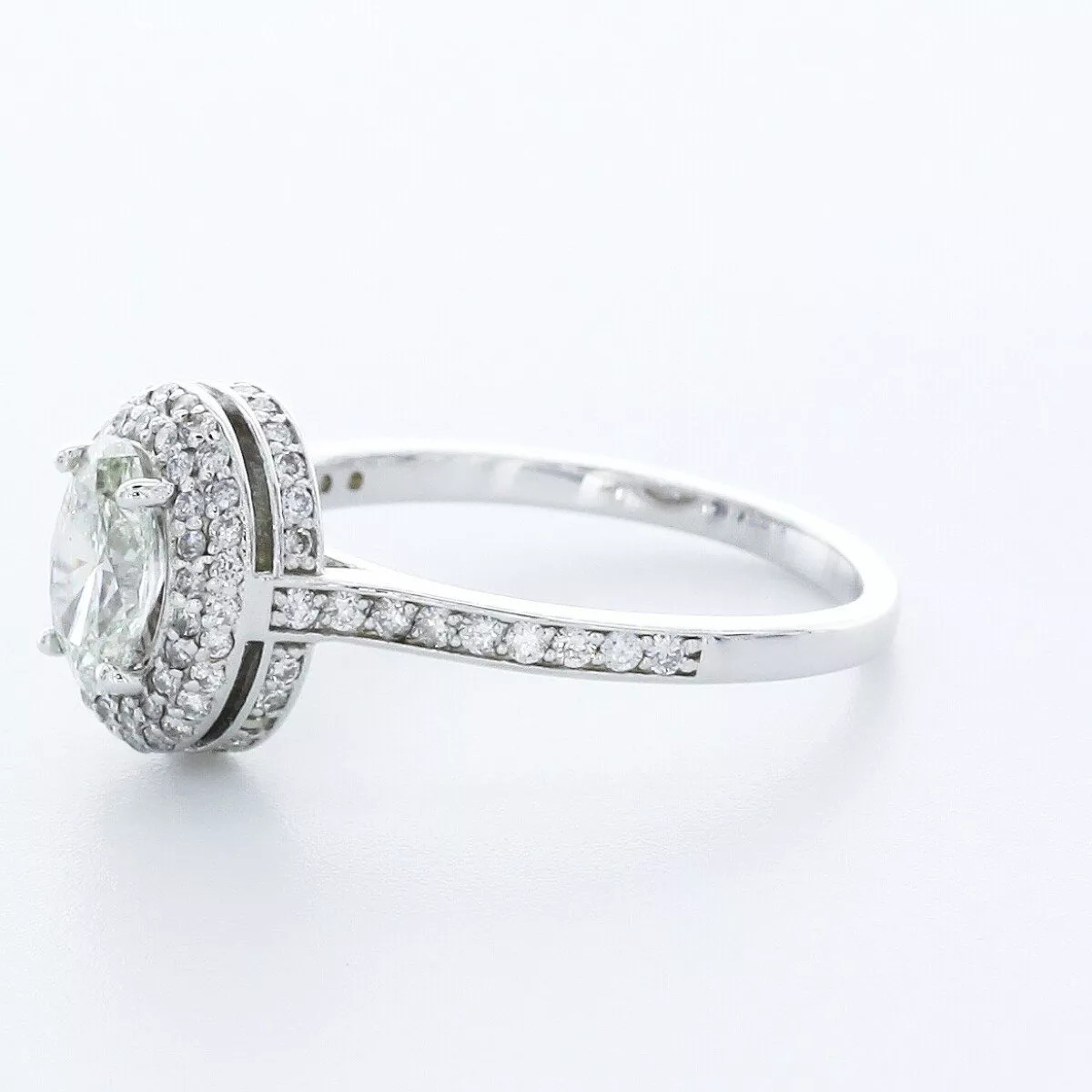 Engagement Ring 14K White Gold Under Halo 1.83 CT Oval Lab-Grown Diamond H VS2