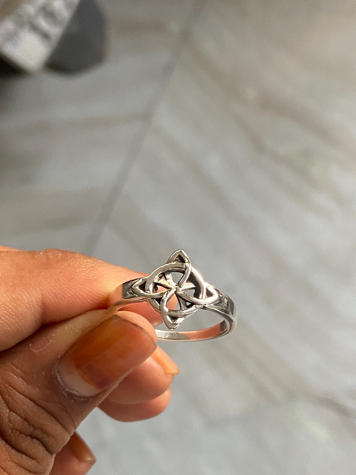 925 Sterling Silver Celtic Knot Ring Quaternary Knot Trinity Flower Band 5-15US