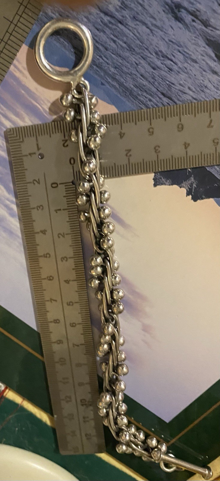 Mexico 925 Sterling Silver DNA Toggle Link Bracelet 57 G. Heavy