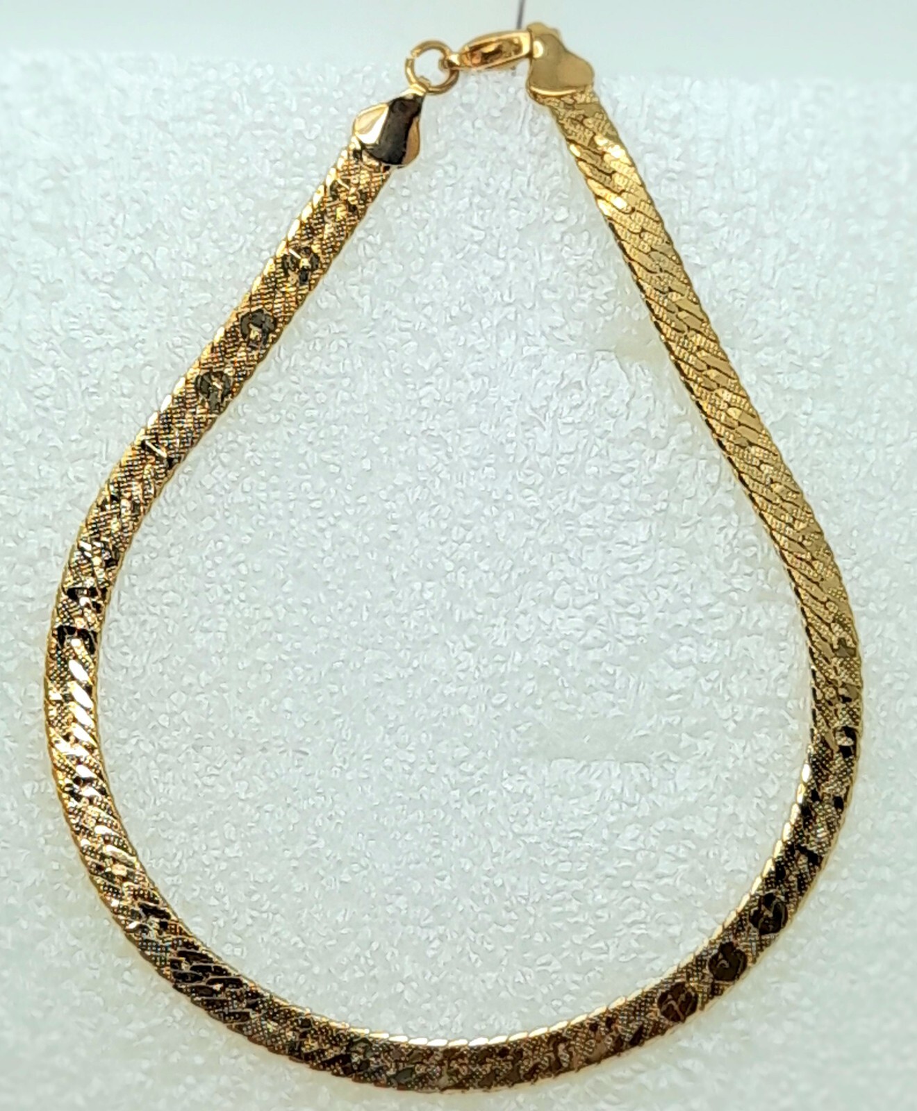B001 GOLD PLATED UNISEX “I LOVE YOU” EMBOSSED FLEX HERRINGBONE BRACELET 9 INCH