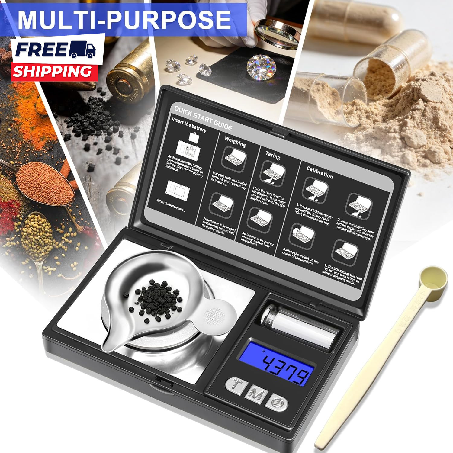 Milligram Scale 50G/0.001G Digital Jewelry Scale Micro Gram Scale for Powder Med